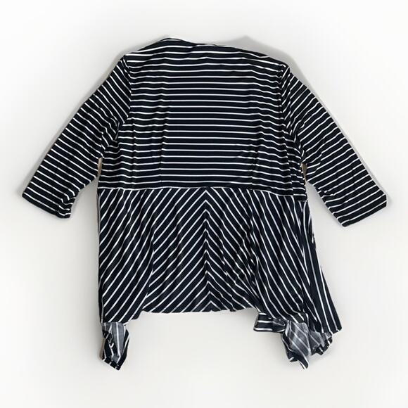 Dressbarn Women’s 3X Black White Striped Open Front Cardigan NWT Plus Size - Picture 2 of 7